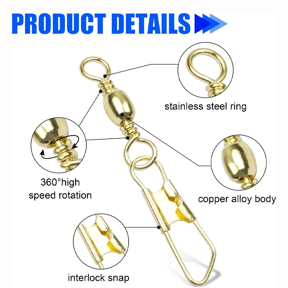 50Pcs Gold Fishing Barrel Swiv - Fishing Lure Accessories บทวิจารณ์และราคา