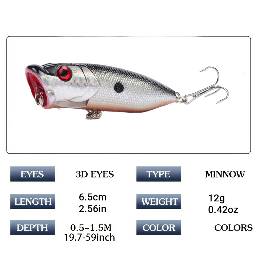 5Pcs Popper Fishing Lures 3d E - Fishing Lure Popper บทวิจารณ์และราคา