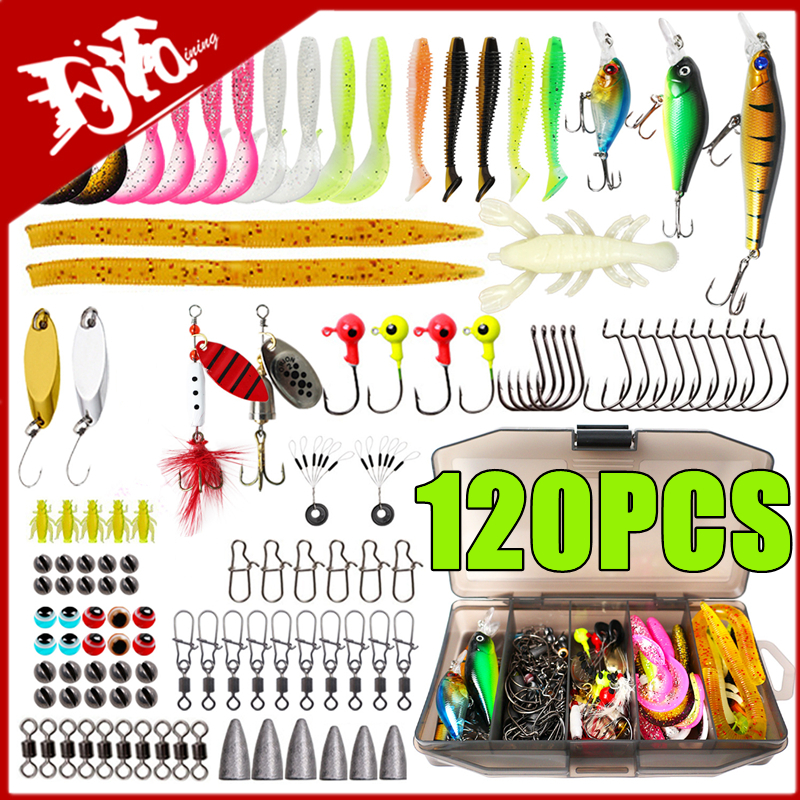 New 120PCS Fishing Lure Set So - Fishing Lure Soft Plastic บทวิจารณ์และราคา