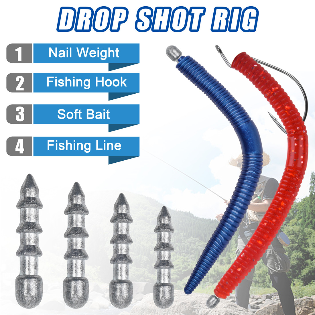 60PCS Nail weights Worm Fishin - Fishing Lure Accessories บทวิจารณ์และราคา