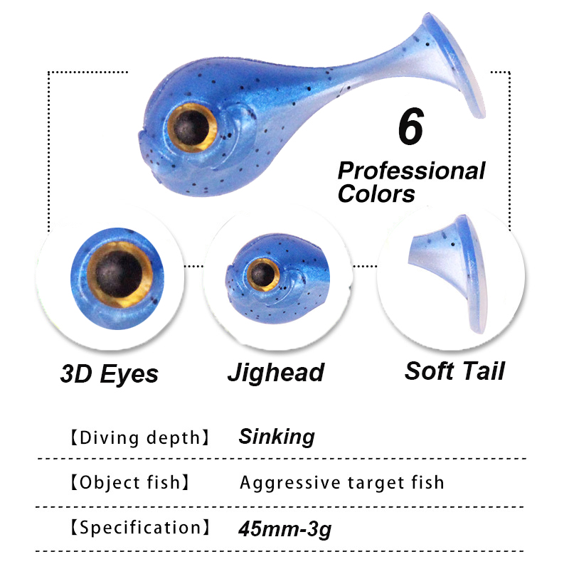 YUCONG 6PCS Jighead Soft Baits - Fishing Lure Crankbait บทวิจารณ์และราคา